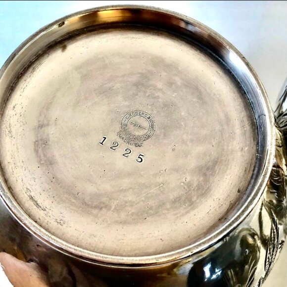 Antique C Rogers & Bros Tea Coffee Set Sugar & Creamer 4 Pieces Silverplate - Picture 3 of 16